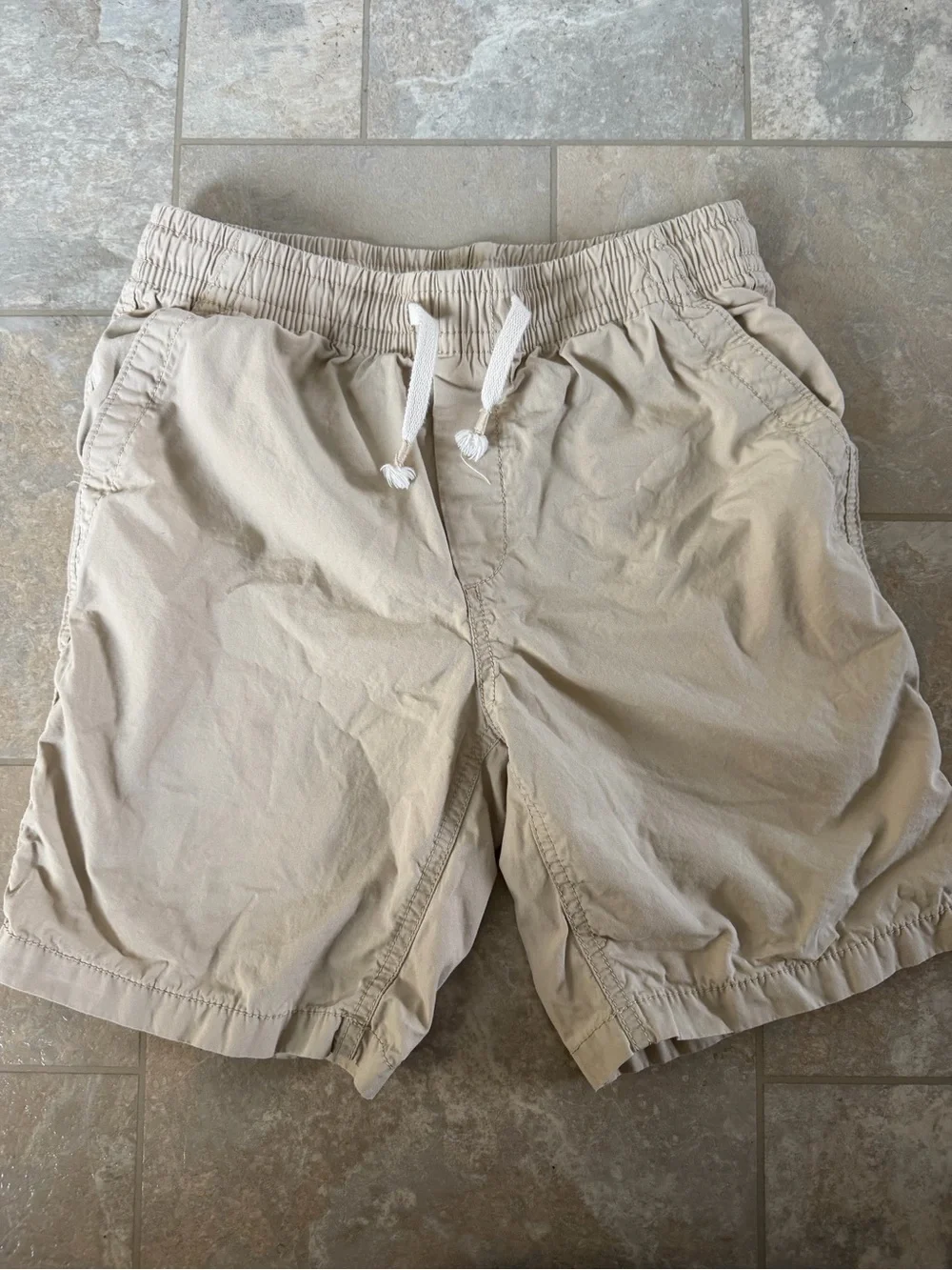 GAP Khaki Elastic-Waist Drawstring Shorts